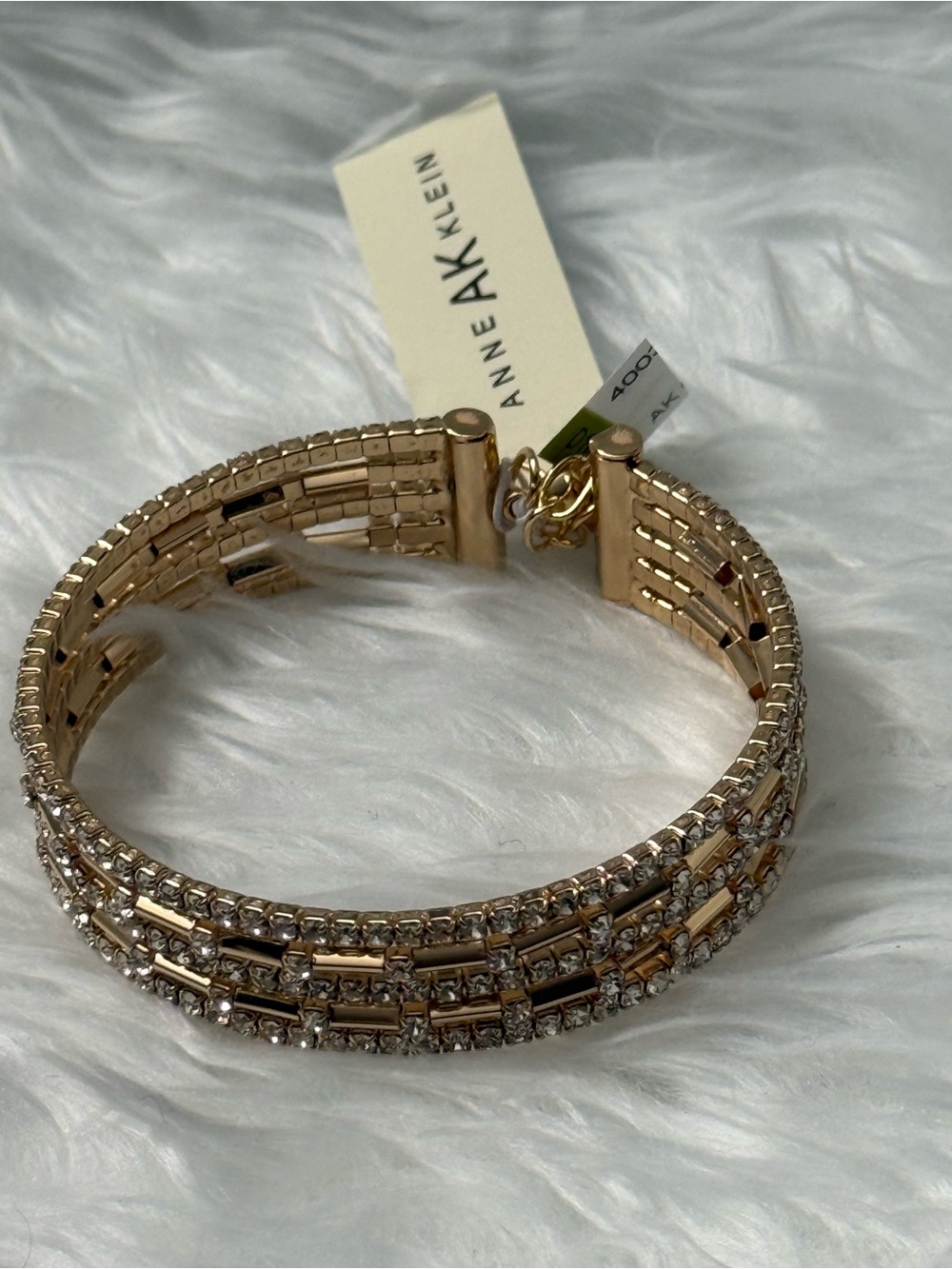 Anne Klein Gold-Tone Multi-Row Crystal Bracelet